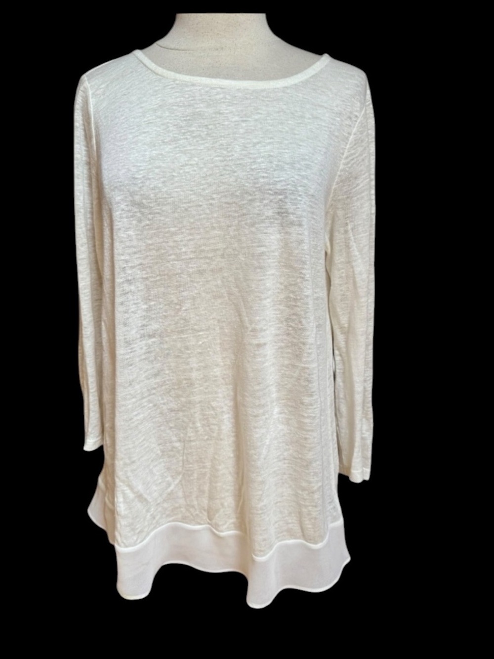 Lauren Ralph Lauren Sheer Trim Linen-Knit Tunic Blouse